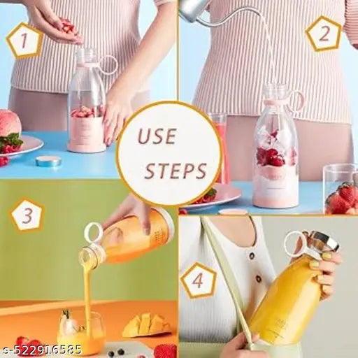 Mini Portable Blender Rechargeable Electric Fruit Juicer Mixers Rechargeable – 420ml ( Random Color )