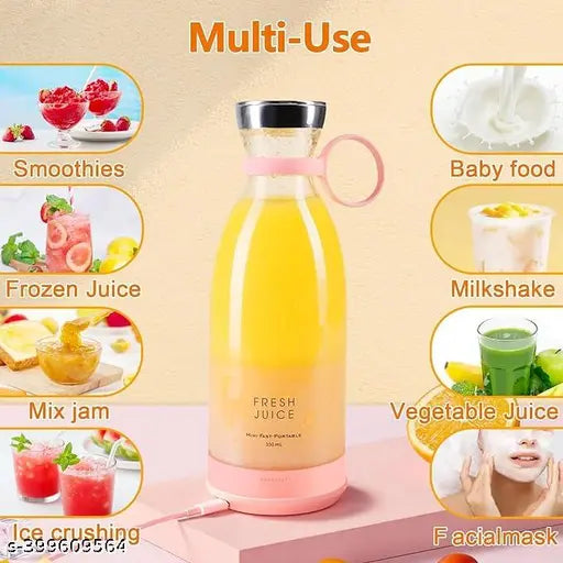 Mini Portable Blender Rechargeable Electric Fruit Juicer Mixers Rechargeable – 420ml ( Random Color )