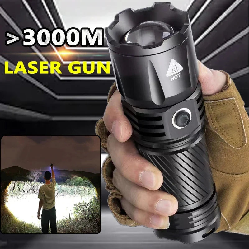 P90 Imported Super Bright Rechargeable Torch Powerful 1 Km Long Range Led Flashlight