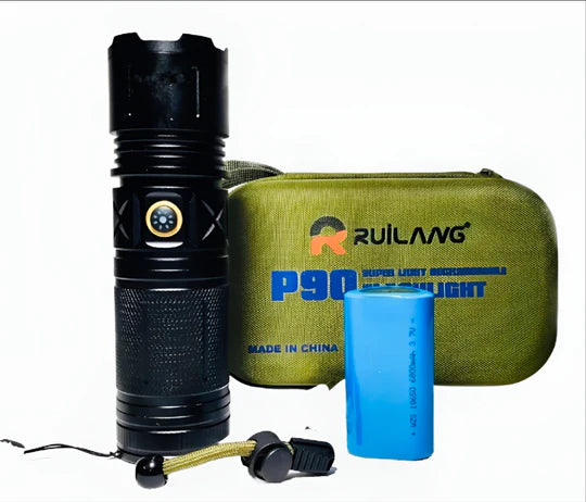 P90 Imported Super Bright Rechargeable Torch Powerful 1 Km Long Range Led Flashlight